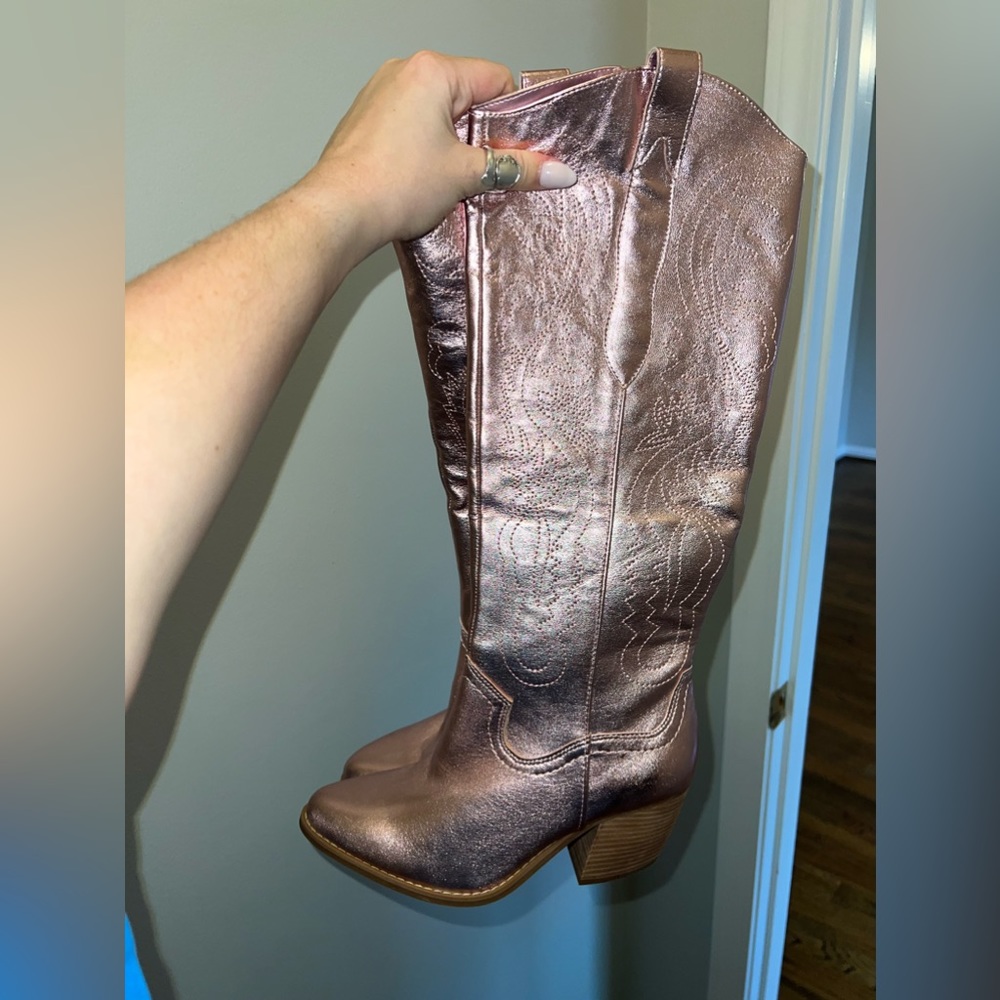 metallic pink gianni bini boots